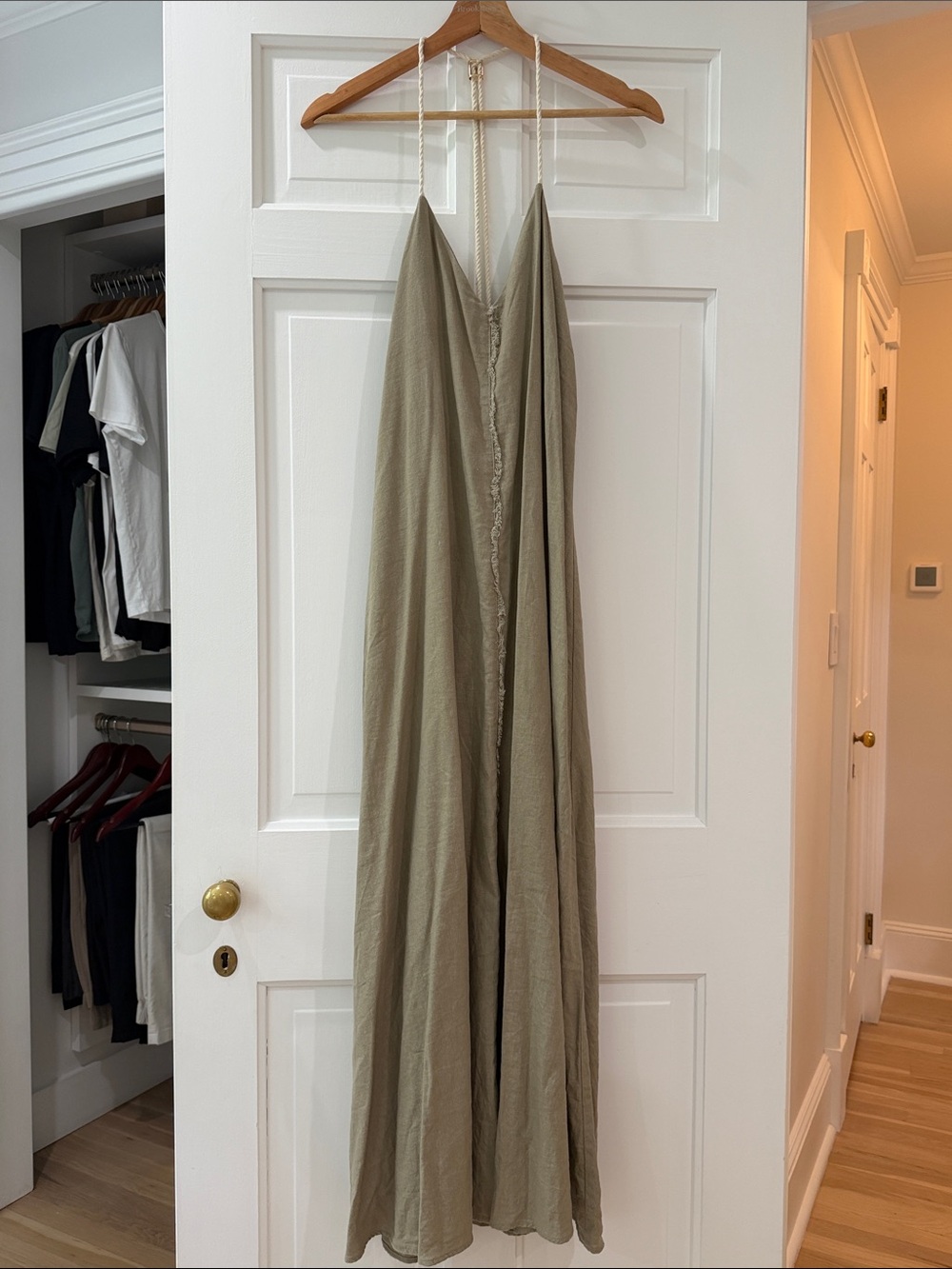 Zara Olive Green Maxi Dress with Delicate Straps
